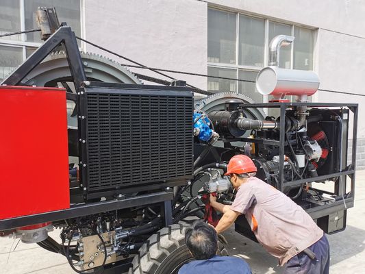 एयर ब्रेक सिस्टम के साथ 97kw 2x40kN हाइड्रोलिक ओवरहेड केबल टेंशनर